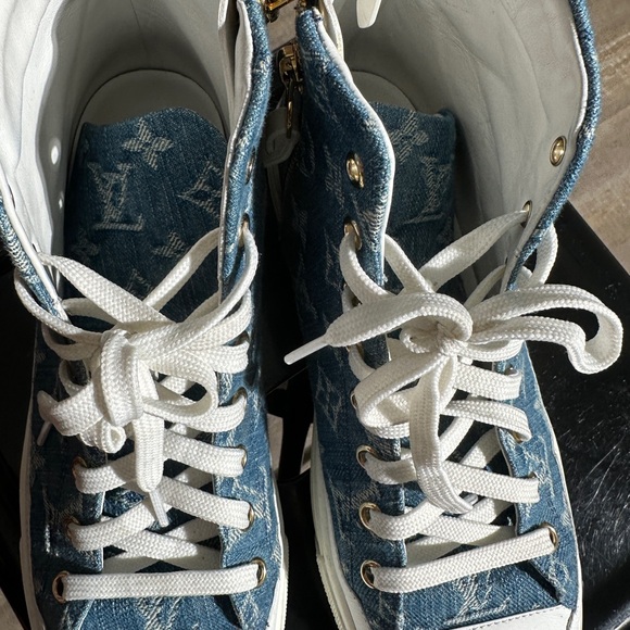 Louis Vuitton Denim Jean Hi Top Sneakers - Picture 4 of 13